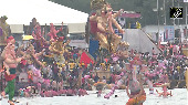 Massive Crowd gathers for Ganesh Visarjan at Girgaon Chowpatty in Mumbai