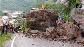 Massive Boulder Blocks Dhar Road in Udhampur Amid Heavy Rainfall