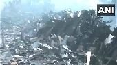 Debris at Air India plane crash site in Ahmedabad