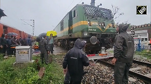Goods train derails amid heavy rains in J-K's Kathua