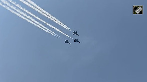 IAF's stunning air show over Maha Kumbh Mela on the final day!