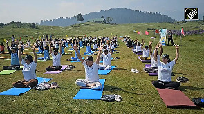 Yoga Day celebrations in the picturesque meadows of Gulmarg