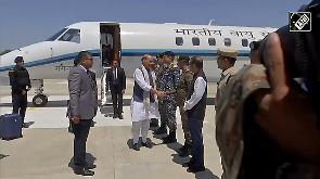 Rajnath Singh arrives in Bhuj to meet Air Warriors