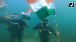 Scuba divers unfurl National Flag underwater in Devbhumi Dwarka