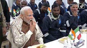 PM Modi's candid moments with Indian workers at Kuwait labour camp