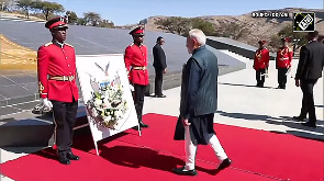 PM Modi attends wreath laying ceremony at Heroes Acre in Namibia