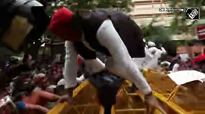 Video: Akhilesh Yadav Jumps Police Barricade During Opposition Protest