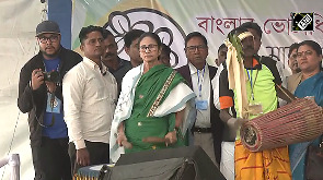 CM Mamata Joins Folk Dancers, Plays Traditional Drum