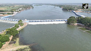 Drone view of Kallanai Dam, the oldest dam in the world
