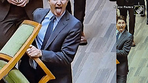 Tongue out, chair in hand- Justin Trudeau's playful exit from Parliament 