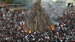 People perform 'Holika Dahan' in Gandhinagar