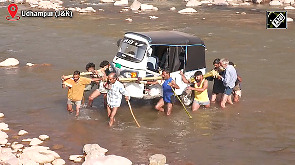 Villagers Carry Auto Rickshaws on Shoulders After Bridge Collapse in Udhampur