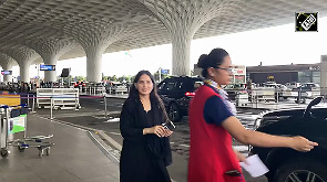 Jaya Kishori snapped at the airport