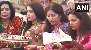 Delhi CM Rekha Gupta celebrates 'Karwa Chauth' rituals at her residence
