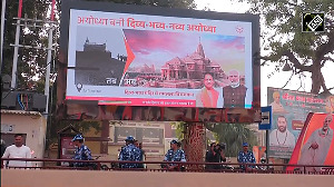 Crowds gathered in Ayodhya ahead of PM Modis arrival, saffron flags fluttering on the streets 