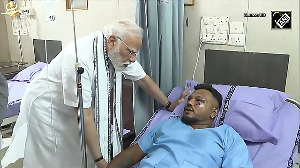 PM Modi meets lone survivor of Air India Plane crash in Ahmedabad