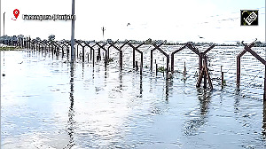 Fencing Submerged As Floodwaters From Pakistan Enter India-Pak Border