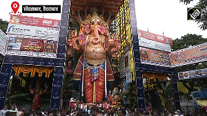 69 feet high Ganesh idol installed in Khairatabad, Hyderabad, devotees gathered for darshan