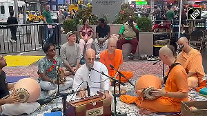Hare Rama, Hare Krishna bhajan echoes at the Times Square in New York