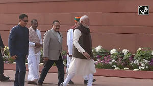 PM Modi arrives in Parliament as the budget session begins today