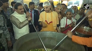 Billionaire Gautam Adani visits Maha Kumbh, performs 'seva' at ISKCON camp