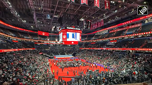 Supporters gather inside Capital One arena ahead of Trump inauguration