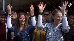 Foreign devotees chant 'Radhe-Radhe', express joy on attending Maha Kumbh