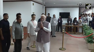 PM Modi casts 1st vote for the Vice-Presidential election at the Parliament