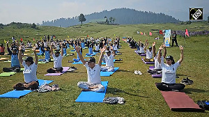 Yoga Day celebrations in the picturesque meadows of Gulmarg