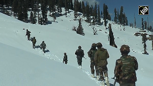 Indian Army patrols in snow-bound hills of Bhaderwah in Doda