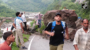 Massive Boulder Blocks Dhar Road in Udhampur Amid Heavy Rainfall