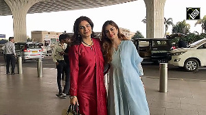 Raveena and Rasha spotted at Mumbai airport