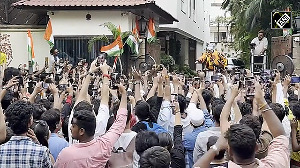 Amitabh Bachchan greets fans outside Jalsa