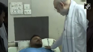 Amit Shah meets man in hospital, who appears to be lone survivor of Air India crash 