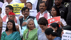 INDIA bloc MPs protest in Parl complex against SIR exercise in Bihar