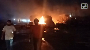 Gas cylinder truck collision sparks massive fire at Jaipur-Ajmer highway near Sawarda