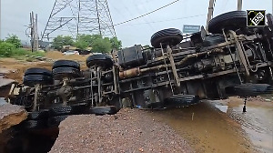Truck falls into massive crater as Gurugram road caves in after heavy rain