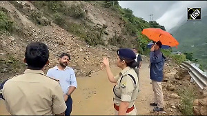 Massive landslide triggered by rainfall near Pandoh Dam blocks at Chadigarh- Manali National Highway