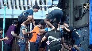 Mumbai locals practice human pyramid for Dahi Handi ahead of Janmashtami