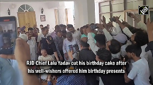 RJD supporters celebrate Lalu Yadav 78th birthday at his residence in Patna