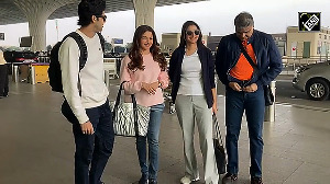 Bhagyashree seen with family at Mumbai Airport