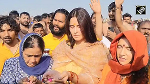 Katrina Kaif takes holy dip at Triveni Sangam in Prayagraj