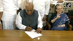 Sonia, Kharge sign nomination papers of B Sudershan Reddy for VP polls
