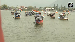 Tiranga Shikara Rally held at Srinagars Dal Lake ahead of 79th Independence Day