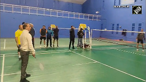 Watch Himachal Pradesh CM Sukhvinder Singh Sukhu plays Badminton at SAI Ground