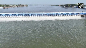 Drone view of Kallanai Dam, the oldest dam in the world