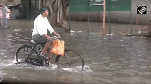 Severe waterlogging in parts of Kolkata following heavy rainfall in the region