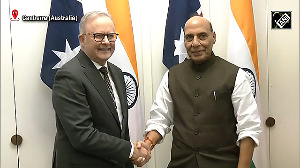 Rajnath meets Australian PM Anthony Albanese at the Parliament House in Canberra, Australia 
