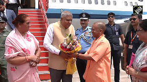 CM Yogi welcomes Vice-President Jagdeep Dhankhar at Agra Airport
