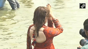 Tamannaah Bhatia takes holy dip at Mahakumbh